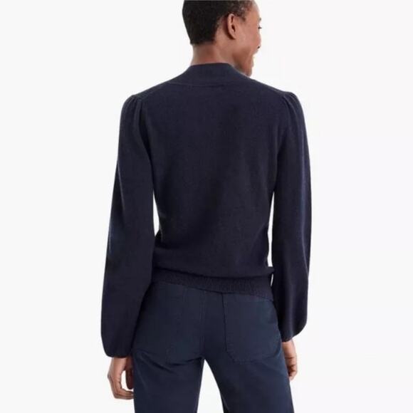 J. Crew Everyday Tie Neck Keyhole Cashmere Sweater Black Size M - Picture 3 of 11